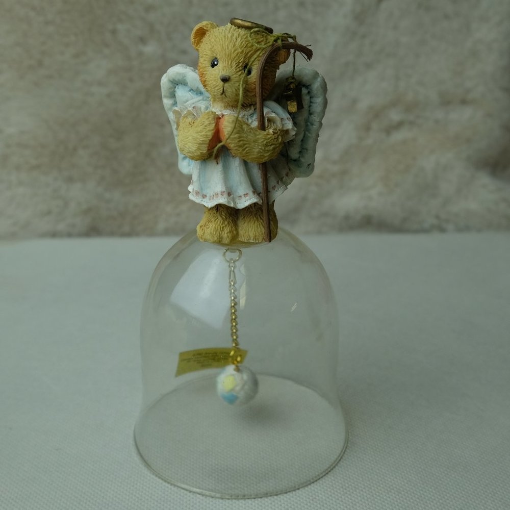 Cherished Teddies Vintage 1992 Glass Angel Bell Christmas Holiday #906530